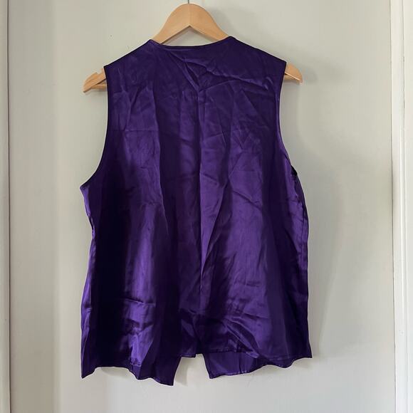 Vintage Victoria's Secret Gold Label 100% Silk Purple Top Pajama Sleepwear - Picture 4 of 4